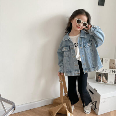 Vintage fashion kids jean jacket for girls manufacturer