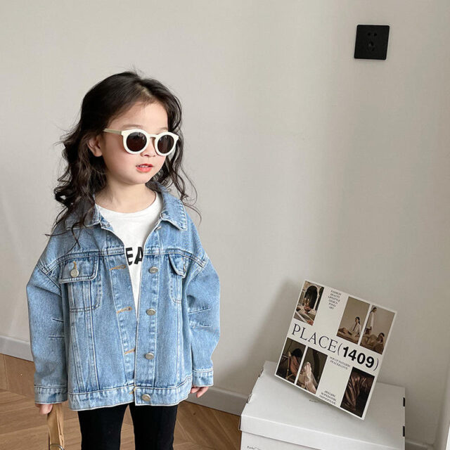 Vintage fashion kids jean jacket for girls manufacturer