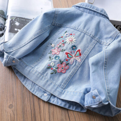 New girls kids jean jacket spring autumn casual style