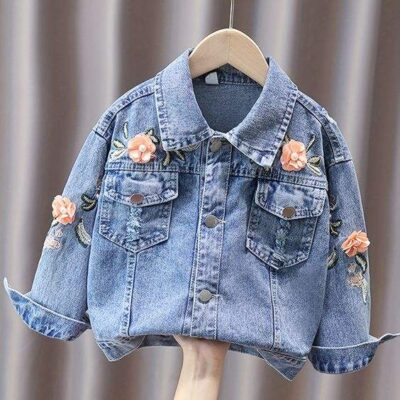 New girls kids jean jacket spring autumn casual style