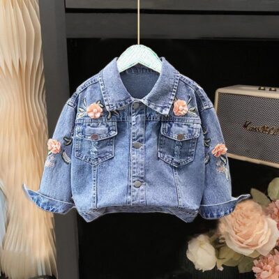 New girls kids jean jacket spring autumn casual style