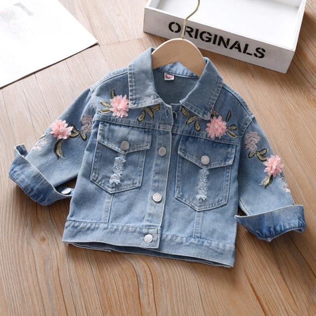 New girls kids jean jacket spring autumn casual style