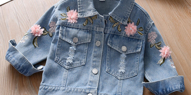 New girls kids jean jacket spring autumn casual style