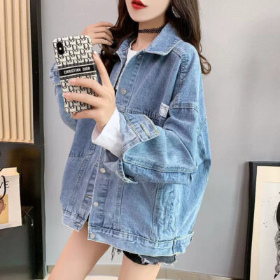 Spring autumn loose women’s jean jacket denim factory