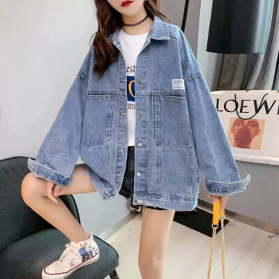 Spring autumn loose women’s jean jacket denim factory