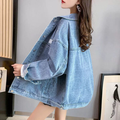 Spring autumn loose women’s jean jacket denim factory