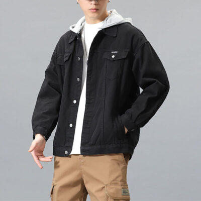 Windproof vintage men’s jean jacket street style supplier