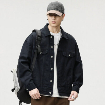 Windproof vintage men’s jean jacket street style supplier