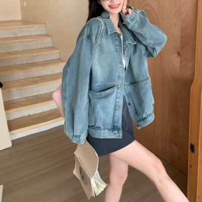 Vintage loose casual women’s jean jacket trusted supplier