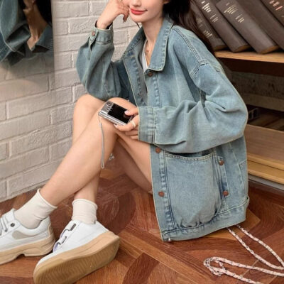 Vintage loose casual women’s jean jacket trusted supplier
