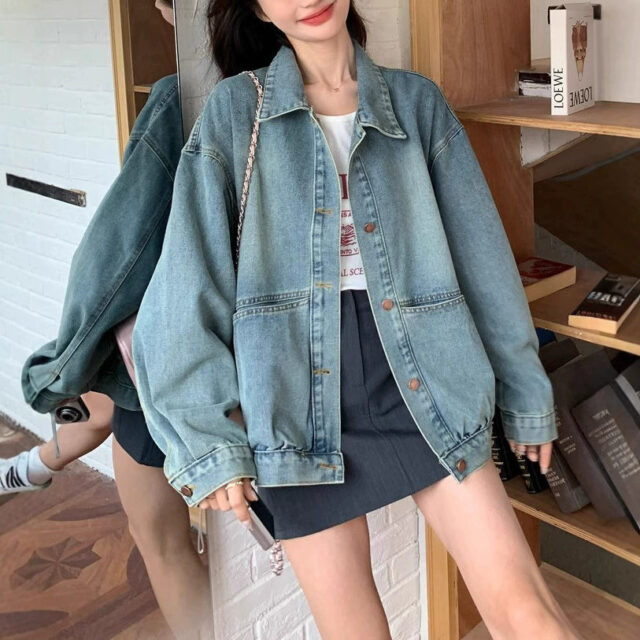 Vintage loose casual women’s jean jacket trusted supplier