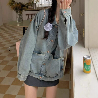 Vintage loose casual women’s jean jacket trusted supplier