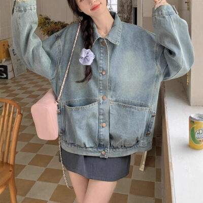 Vintage loose casual women’s jean jacket trusted supplier