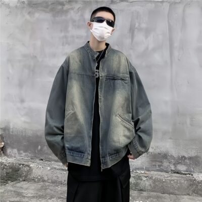 Vintage washed men’s jean jacket trusted supplier