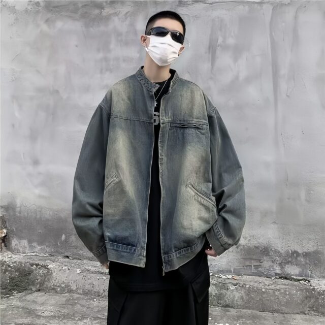 Vintage washed men’s jean jacket trusted supplier