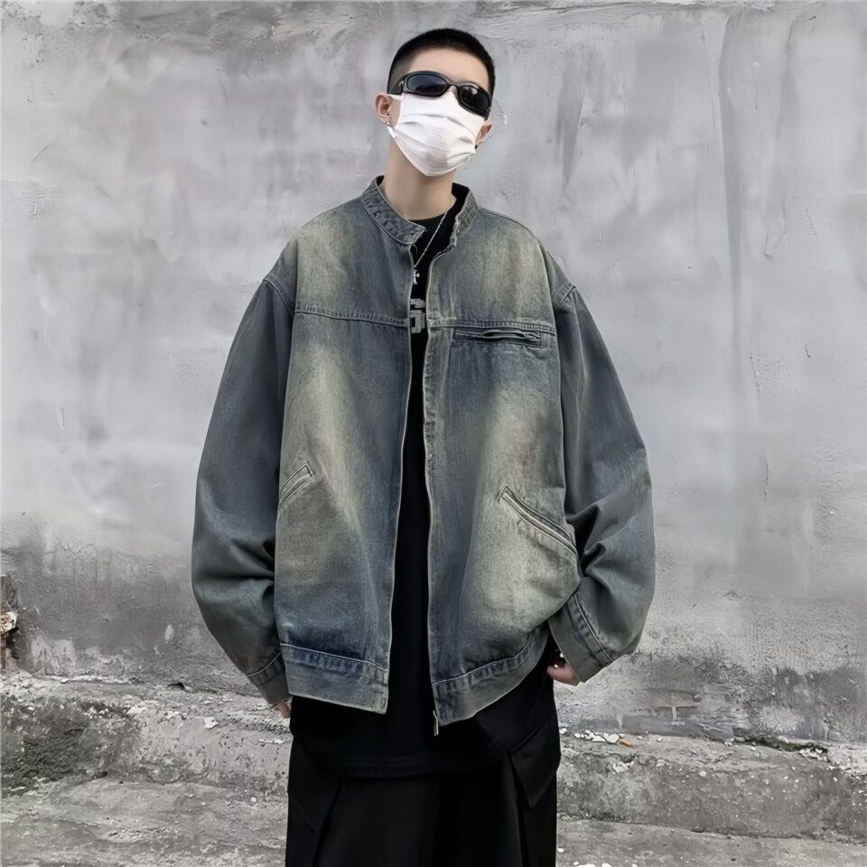 Vintage washed men’s jean jacket trusted supplier