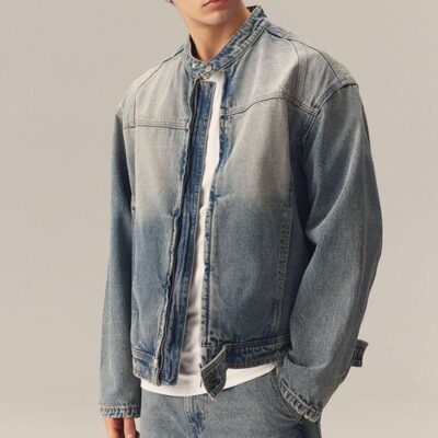 Vintage washed men’s jean jacket trusted supplier