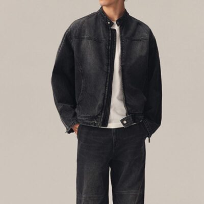 Vintage washed men’s jean jacket trusted supplier