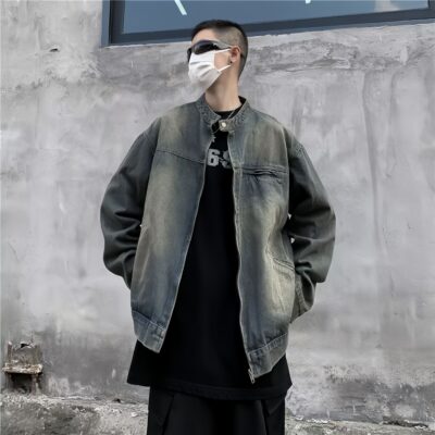 Vintage washed men’s jean jacket trusted supplier