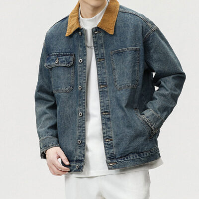 Classic vintage men’s jean jacket stylish wholesale supply