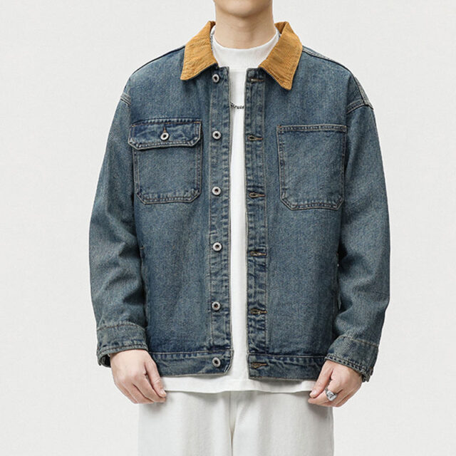 Classic vintage men’s jean jacket stylish wholesale supply