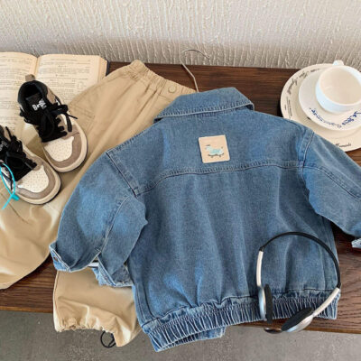 Korean casual kids jean jacket wholesale denim style