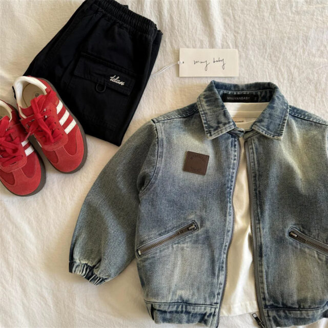 Korean casual kids jean jacket wholesale denim style