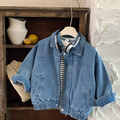 Korean casual kids jean jacket wholesale denim style