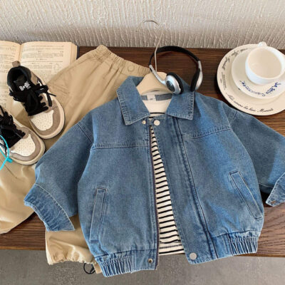 Korean casual kids jean jacket wholesale denim style
