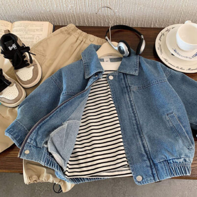 Korean casual kids jean jacket wholesale denim style