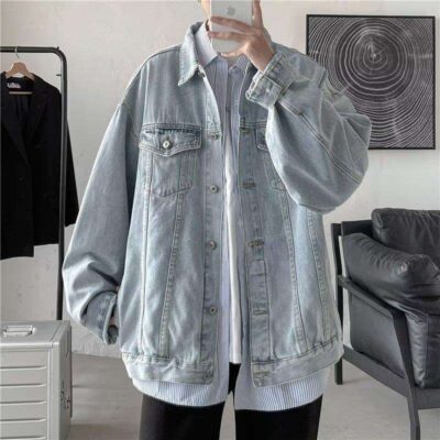Autumn loose fit men’s jean jacket wholesale denim