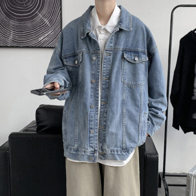 Autumn loose fit men’s jean jacket wholesale denim