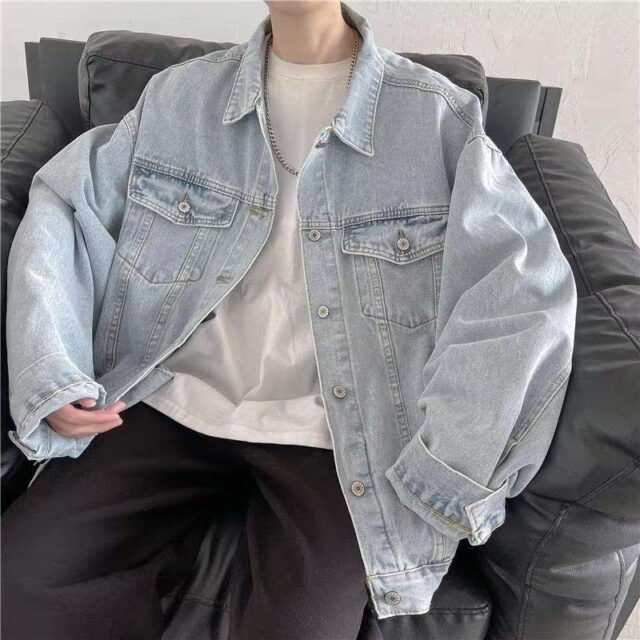 Autumn loose fit men’s jean jacket wholesale denim
