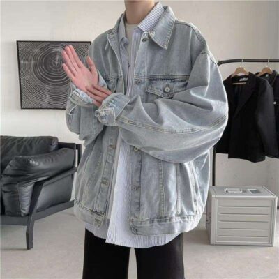 Autumn loose fit men’s jean jacket wholesale denim