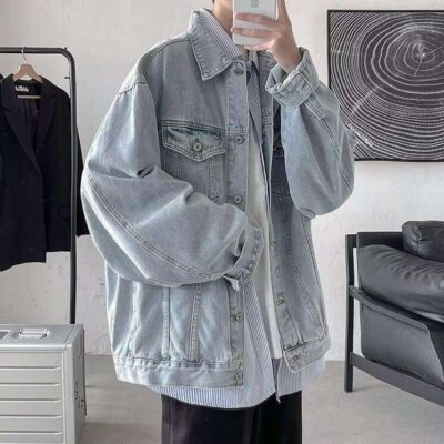 Autumn loose fit men’s jean jacket wholesale denim