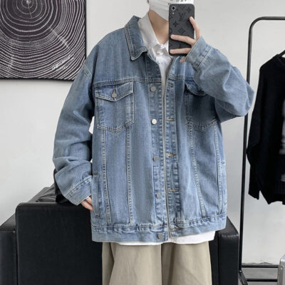 Autumn loose fit men’s jean jacket wholesale denim