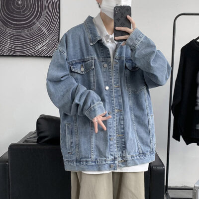 Autumn loose fit men’s jean jacket wholesale denim