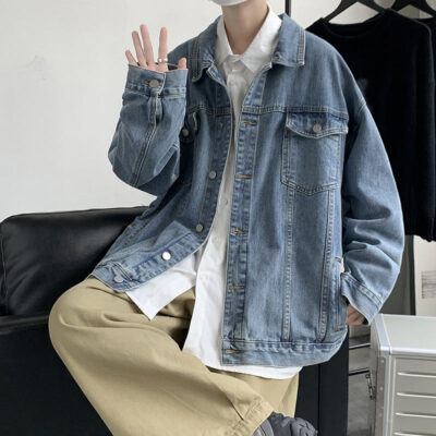 Autumn loose fit men’s jean jacket wholesale denim