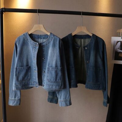 Spring autumn loose women’s jean jacket denim wholesale