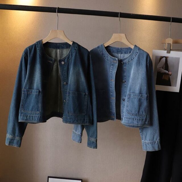 Spring autumn loose women’s jean jacket denim wholesale