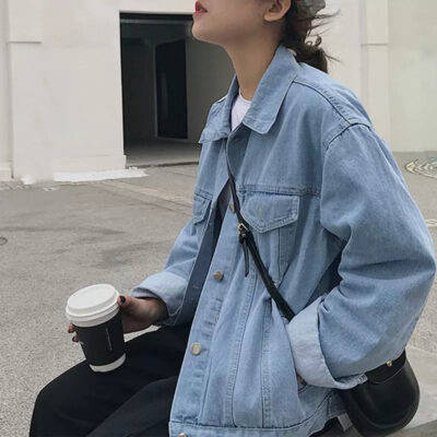 Vintage Korean oversized women’s jean jacket wholesale
