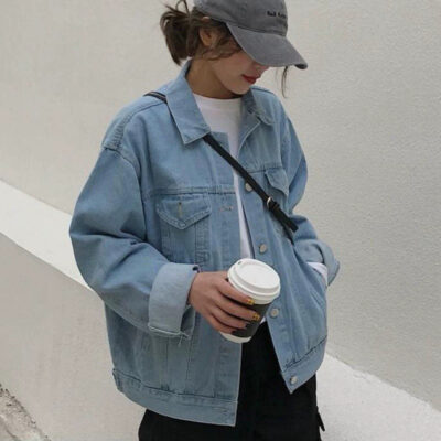 Vintage Korean oversized women’s jean jacket wholesale