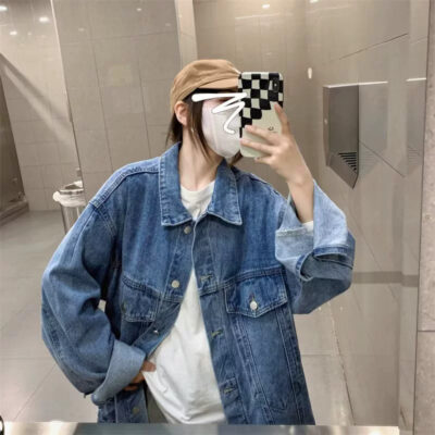 Vintage Korean oversized women’s jean jacket wholesale