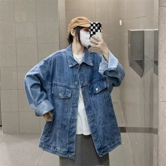 Vintage Korean oversized women’s jean jacket wholesale