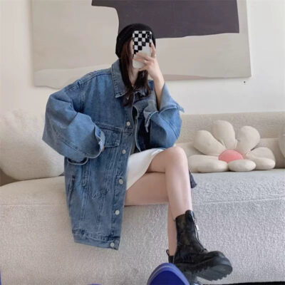 Vintage Korean oversized women’s jean jacket wholesale