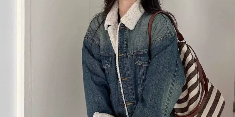 Winter loose vintage women’s jean jacket denim supplier