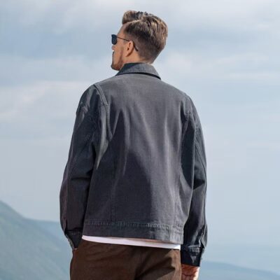 Vintage American autumn fashion men’s jean jacket denim coat
