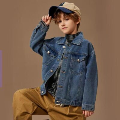 New autumn casual boys kids jean jacket denim outerwear