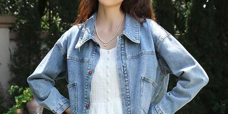 Fresh style embroidered casual women’s jean jacket denim coat