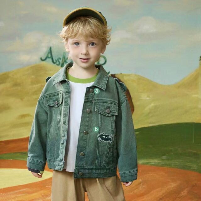 Spring gradient boys kids jean jacket custom denim coat